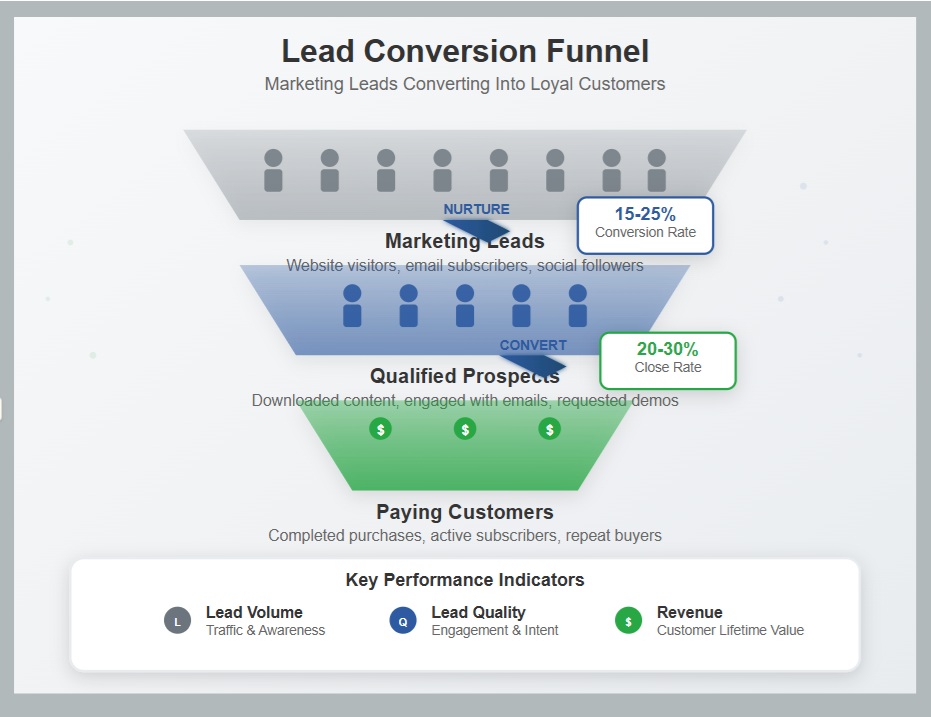 Roofing company digital marketing strategy funnel from lead generation to customer conversion